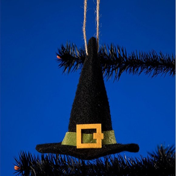 Bethany Lowe Halloween Felted Black Witch Hat Ornament - Picture 1 of 1